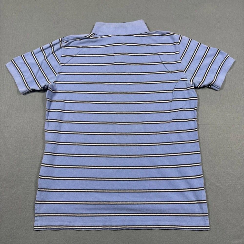 Polo Ralph Lauren Mens XL Blue Striped Short Sleeve Cotton Pique Polo Shirt